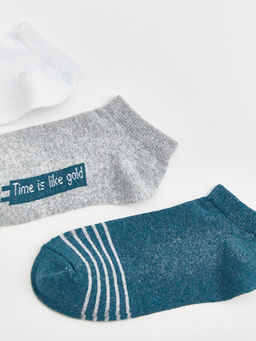 Erkek ?ocuk Desenli Patik ?orap 3l?