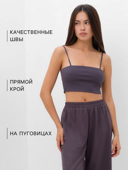 Костюм женский: рубашка, брюки, топ, KAFTAN Base, размер 44, графитовый