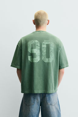 CAMISETA BOXY FIT LAVADA GR?FICOS / Verde - Zara фото 3