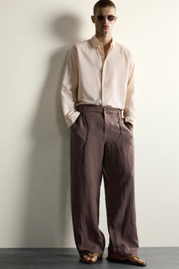 PANTAL?N RELAXED FIT 100% LINO / Marr?n - Zara фото 5