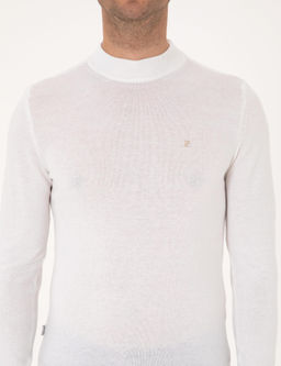 Ekru Slim Fit _eyrek Yaka Basic Triko Kazak - Pierre cardin фото 6