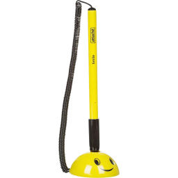 Ручка шариковая на подставке на липуч для стол Attache Smile желтая,син.ст  фото 2