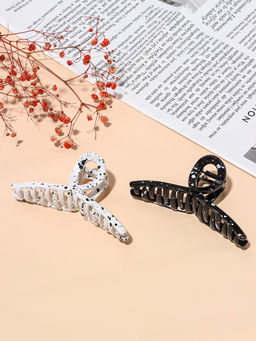 Цена за 12 шт. Крабик для волос «Пелагея», петля, 11 см, белый, чёрный