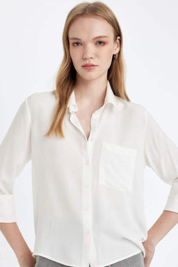 Regular Fit Basic Duz Dugmeli Uzun Kollu Gomlek - Defacto фото 2