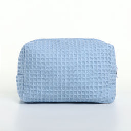 Косметичка женская на молнии TEXTURA, объёмная, средняя, мягкая, вафельная текстура, голубая  фото 6