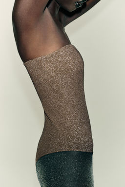 METALLIC THREAD BANDEAU BODYSUIT - Zara фото 3