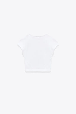 COTTON MODAL CROP T-SHIRT - Zara фото 17