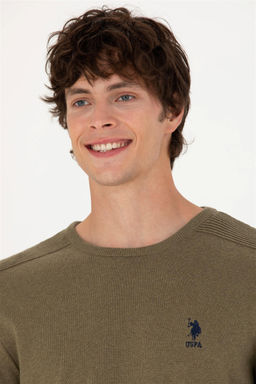 U. S. Polo Assn Мужской базовый свитер хаки меланжевого цвета - U.s. polo assn фото 2