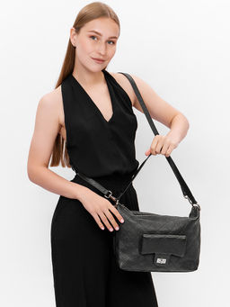 LACCOMA сумка НИ7702-черный натуральная кожа хлопок фото 3