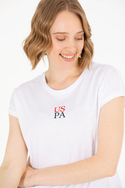 Kad_n Beyaz Bisiklet Yaka Ti__rt