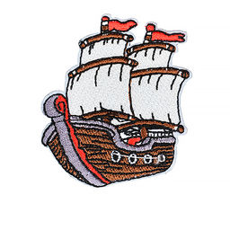 Термоаппликации вышитые арт.TBY.ND.04 Корабль 45х60мм цв.корич/бел/красн. уп.10шт