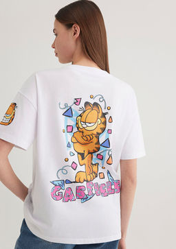 Garfield Bask?l? Beyaz Tisort
