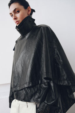 LEATHER EFFECT JACKET WITH SCARF ZW COLLECTION - Zara фото 13