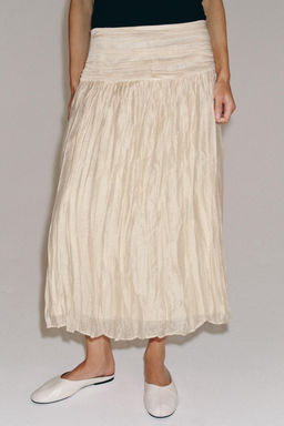 FALDA MIDI DRAPEADA ZW COLLECTION / Beige - Zara фото 5