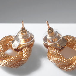 Серьги металл Круги переплетение, цвет золото - Qf фото 2