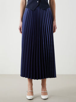 Beli Lastikli Saten Kad?n Pileli Etek