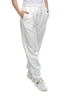 M021 WHITE Брюки спортивные женские на флисе (100% хлопок) 7986