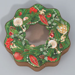 Коробка новогодняя подарочная «Венок», 21×22×5 см