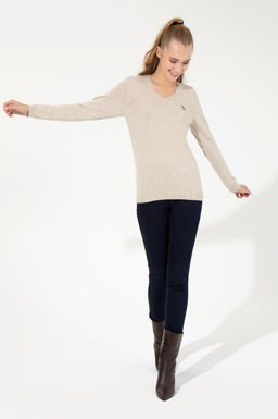 U. S. Polo Assn Женский базовый свитер с v-образным вырезом и каменным меланжом - U.s. polo assn фото 16