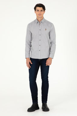 Мужская серая базовая рубашка с длинным рукавом - U.s. polo assn фото 4