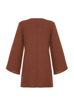 TRENDYOLMILLA Beyaz Mini Dokuma Premium Deniz Kabugu Aksesuarl? Flaml? Pamuk Plaj Elbisesi TBESS24EL00020  фото 9