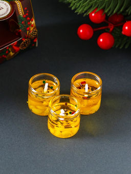 Цена за 2 шт. Свечи гелевые «Счастливого Нового года», 3 шт., золотые, 2.5×2.5×2.5 см