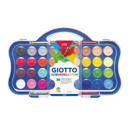 Краска акварель "Giotto" Набор сухой высокопигментированной акварели в таблетках мини формат d=23 мм, в кюветах 36 цв. F352700