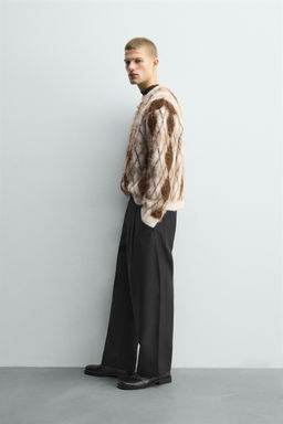 BRUSHED ARGYLE JACQUARD JUMPER - Zara фото 4