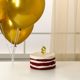 Свеча для торта, цифра 9 + воздушные шары, 5 шт, золото - Страна карнавалия фото 2