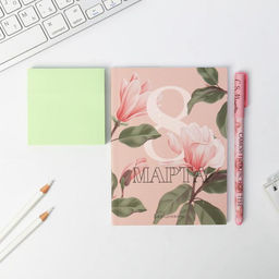 Подарочный набор «8 Марта»: ежедневник А6, блок бумаги и ручка пластик