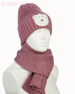 18-37-L Комплект для девочки флис (колпак+шарф) (50-54)