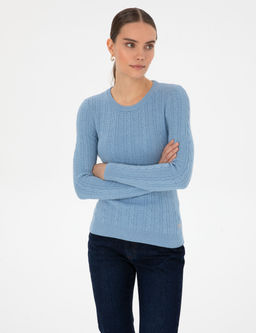 A__k Mavi Extra Slim Fit _rg_ Desenli Kazak