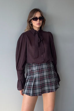 Bordo Baglama Detayl? Hafif Transparan Yumusak Hisli Boho Gomlek TWOAW26GO00111 - Trendyolmilla фото 4