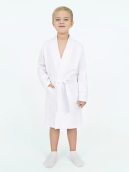 Халат детский белый  вафельный 913 (122, 64)