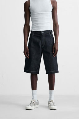 BELTED BAGGY FIT DENIM BERMUDA SHORTS - Zara фото 2