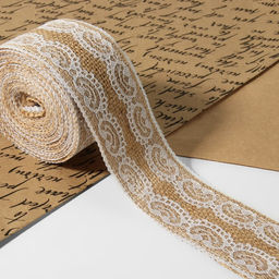 Лента из джута Кружево, 50 мм, 4,5 0,5 м, цвет белый