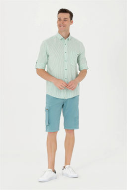 U. S. Polo Assn Мужская белая рубашка в зеленую полоску - U.s. polo assn фото 11
