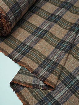 Шерсть пальтово-костюмная Твид Клетка цв.фиолетовый/хаки/коричневый, ш.1.5м, шерсть-60%, п/э-40% - Купава фото 9