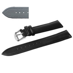 Ремешок для часов натуральная кожа черный 12 мм C17-12black-grey