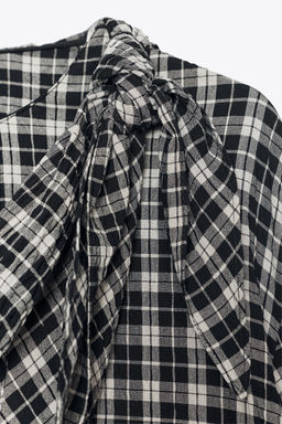 CHECK SHIRT WITH MULTIPOSITIONAL SCARF ZW COLLECTION - Zara фото 9