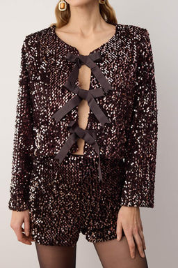 Kahverengi Onden Baglamal? Payet Ceket TPRAW26CE00001