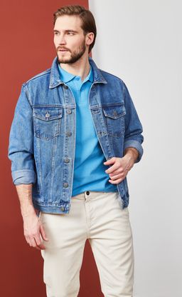 Куртка джинс P011-1336 middle blue
