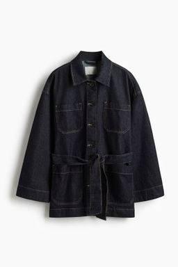 Chaqueta denim con cintur?n de anudar