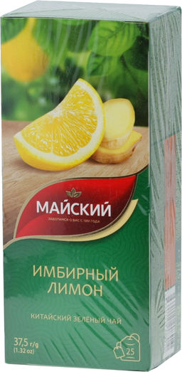 Майский. Зеленый (имбирный лимон) карт.упаковка, 25 пак.