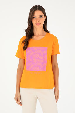 Футболка U.S. Polo Assn женская оранжевая хлопок