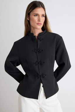 Siyah S_s Kapama D__meli Blazer Ceket TWOAW27BC00020