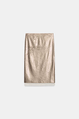 FALDA MIDI LENTEJUELAS ZW COLLECTION / Beige - Zara фото 5