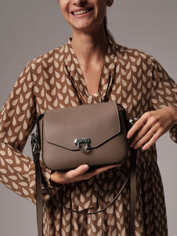 Сумка кожаная через плечо Azaro 3684 тауп