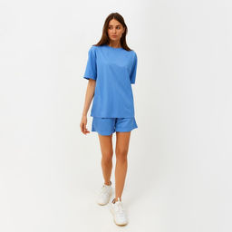 Костюм женский (футболка, шорты) MINAKU: Casual Collection, голубой, размер 50