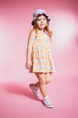 K?z Bebek Desenli Kolsuz Elbise - Defacto фото 3